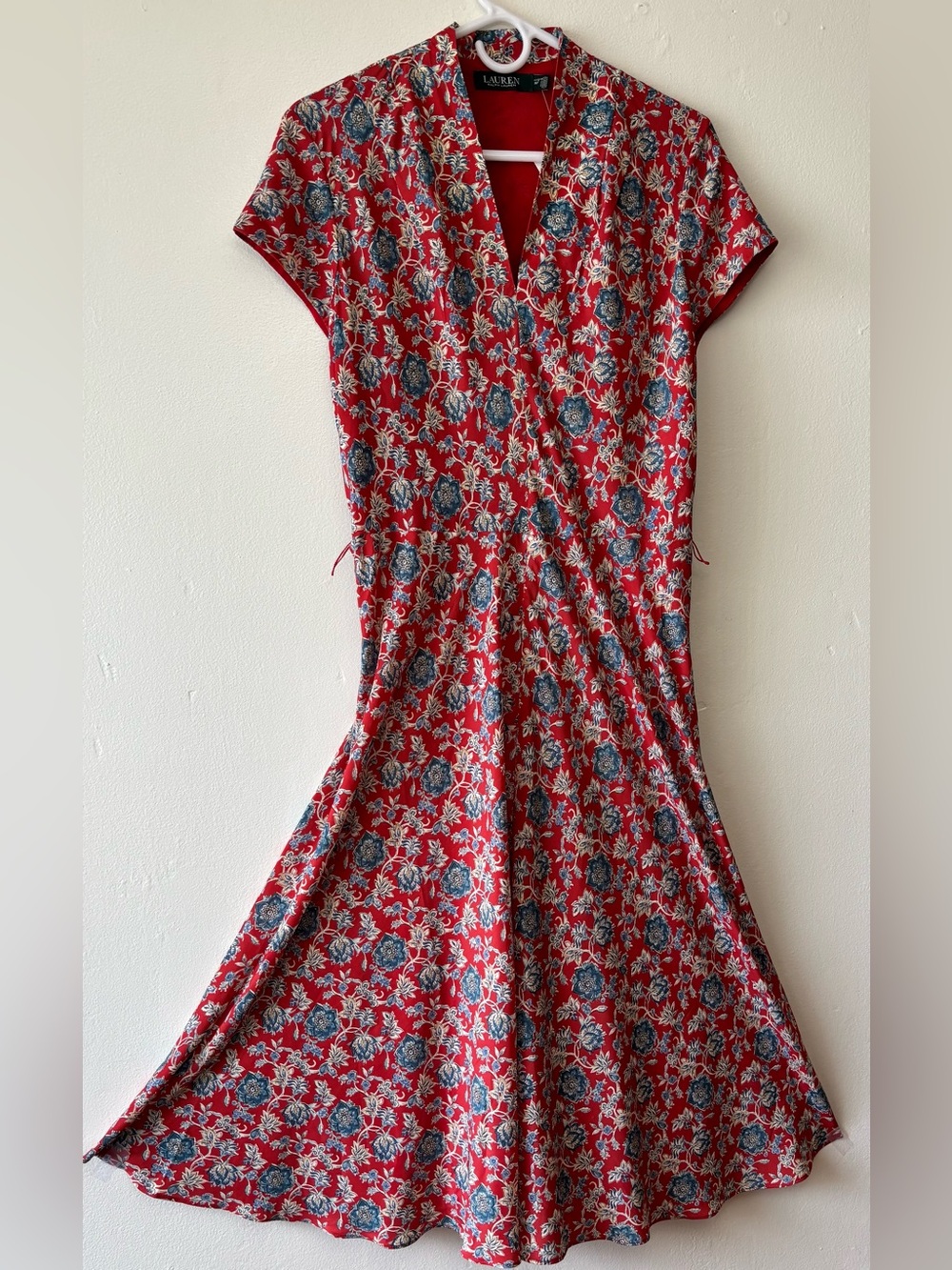 Lauren Ralph Lauren Women’s Red Floral Fit & Flare Dress – Size 14 Petite Maxi